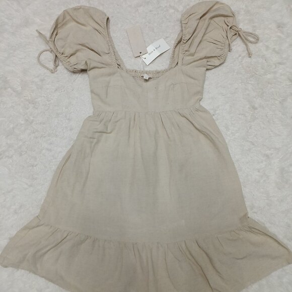Sim and Sam Women's 100% Linen Cream Dress Size S - Picture 2 of 7